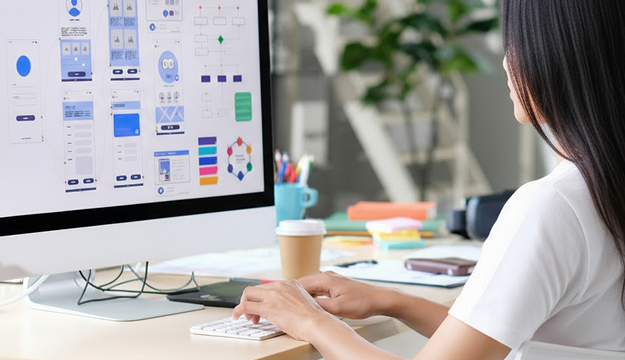 依識別制定版面，完成網站設計架構