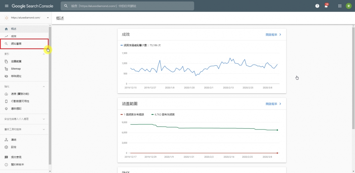 Google Search Console 網址審查功能