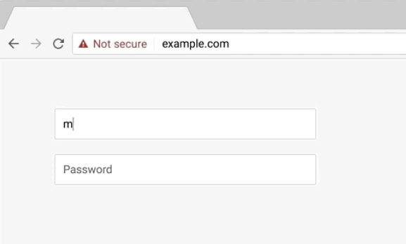 Google Chrome 瀏覽器不安全警告示意圖 Google Chrome 瀏覽器不安全警告示意圖