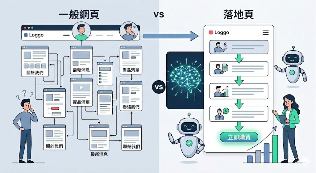 官網首頁與Landing Page比較